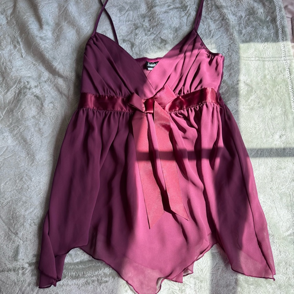 Frederick's of Hollywood Red Asymmetrical Tie Front Camisole